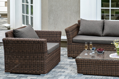 "Капучино" лаунж-зона из искусственного ротанга, цвет коричневый