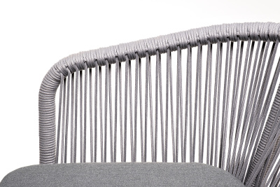 "Малага" обеденная группа на 6 персон со стульями "Марсель", каркас белый, роуп светло-серый