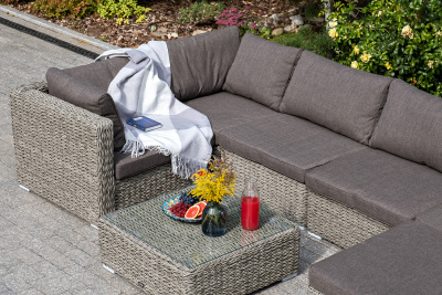 "Лунго" модуль диванный угловой с подушками, цвет серый (гиацинт)