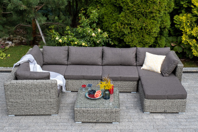 "Лунго" модуль диванный угловой с подушками, цвет серый (гиацинт)