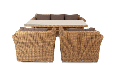 "Моккачино" обеденная группа из искусственного ротанга, цвет соломенный