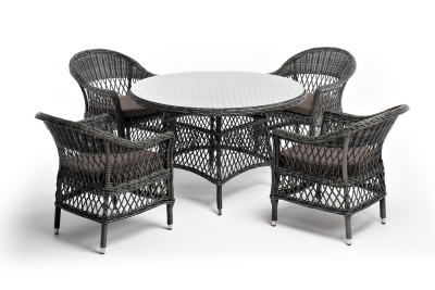 "Дольче" обеденная группа из искусственного ротанга, цвет графит
