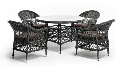 "Дольче" обеденная группа из искусственного ротанга, цвет графит
